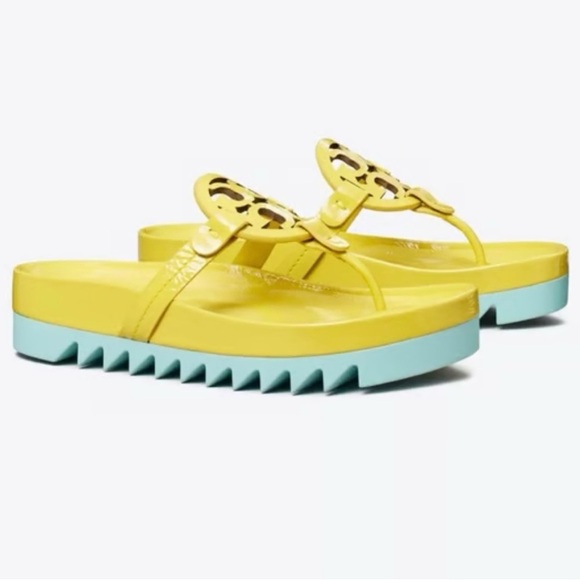 Tory Burch Miller Cloud Lug Sandal- Zesty Lime/ Sea Bubble Size 10 - Picture 1 of 8